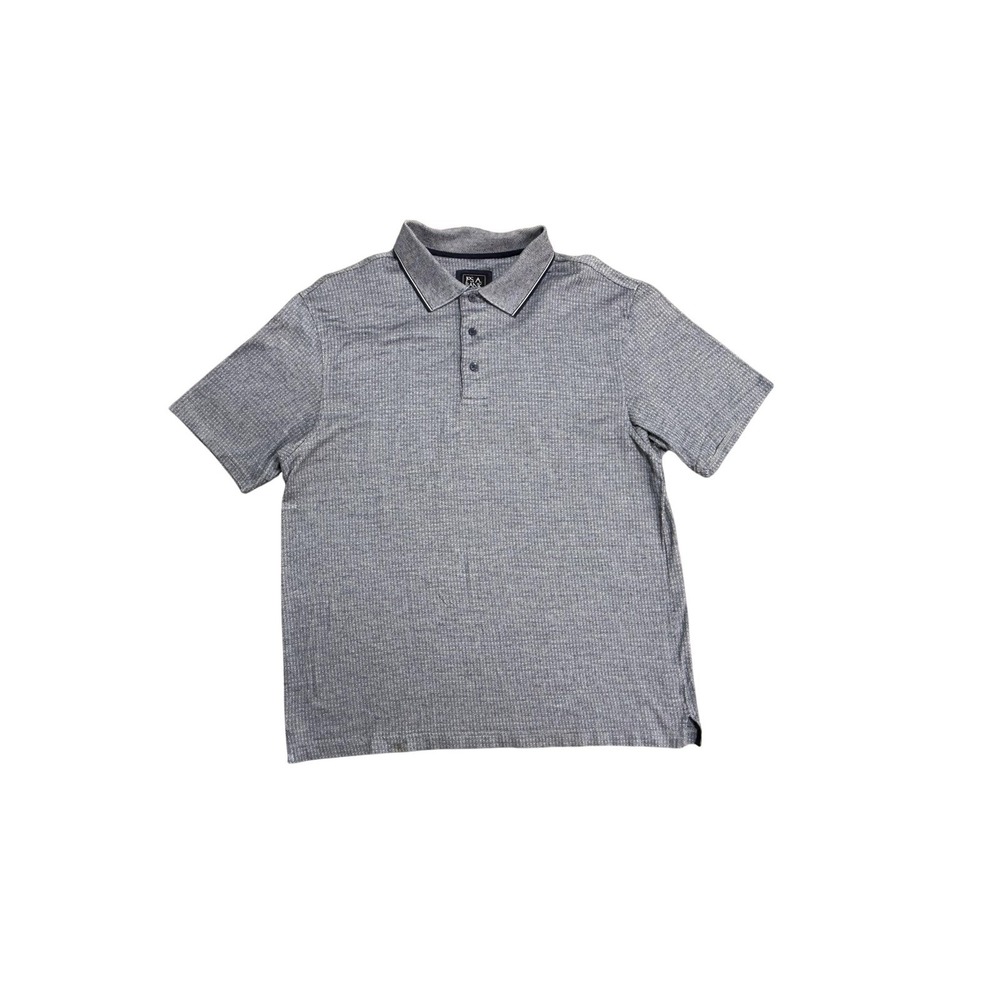 Jos A Bank Polo Shirt Mens Large Blue Traveler Geometric Knit Cotton Casual
